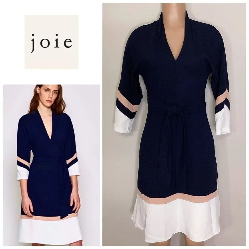 New. JOIE belted navy dress. Size 0. Retails $348